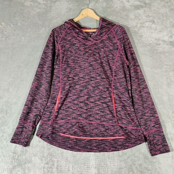 Tangerine Shirt Womens XL Pink & Black‎ Hooded Athletic Stretch Back Zip - Picture 1 of 6